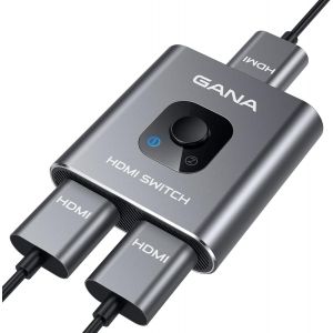 Switch HDMI 4K 60Hz, Aluminum Splitter Bi-Direction Commutateur Manuel,2 Entrées à 1 Sortie ou 1 Entrée à 2 Sorties Sélecteur Compatible avec PS5 PS4 Xbox Blu Ray PC - Neuf
