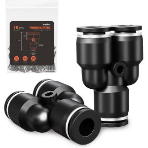 Raccords Pneumatiques 1/4"" OD-Rapides &agrave; Air Comprim&eacute;,Connecteurs Splitters Push-to-Connect,Raccords de Tuyau pour Compresseur,Outils Pneumatiques et Tubes (10 Pi&egrave;ces) - Neuf