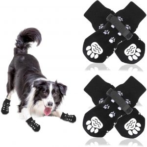 Jgd-4 Chaussettes Antid&eacute;rapantes Pour Chiens Avec Bandes De Fixation R&eacute;glables Avec Renforcement En Caoutchouc Prot&egrave;ge Les Pattes De L&iquest;Animal Et Les Sols Int&eacute;rieurs Convient Chien De Taille Moyen M N - Neuf