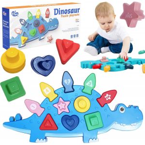 ChenQuanSarl-Jouet B&eacute;b&eacute;,11 Pi&egrave;ces Jeux Educatif Enfant,Dinosaure Jeu Montessori Bebe Pour Apprendre &Agrave; Trier Et &Agrave; Empiler, Jouets Sensoriels,Trieur De Formes Mois Cadeau Jouet Enfant 36+ - Neuf