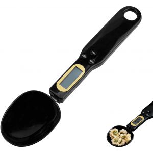 Bilancia Digitale a Cucchiaio, Bilancia Dosatore 500g/0.1g Alta Precisione con Display LCD e Funzione TARA, Cucchiaio Misuratore Rimovibile, Bilancia Portatile per &Eacute;pices Caf&eacute; Farine Sucre (Noir) - Neuf