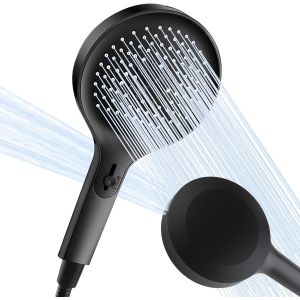 140MM Pomme de Douche Haute Pression Large avec Tuyau et Support Douchette Douche Salle de Bain 4 Modes Pomme douche Economie d'eau Anti Calcaire Douchette Jet Puissant Pommeau Brumisateur - Neuf