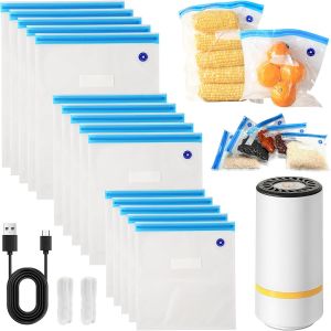 Ulteronixshop-Mini machine &agrave; emballer sous vide pour aliments, avec 15 sacs sous vide, pompe &agrave; vide USB, pour les voyages, le camping - Neuf