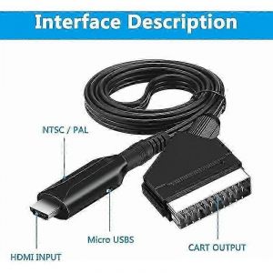 Convertisseur p&eacute;ritel vers HDMI,C&acirc;ble p&eacute;ritel HDMI,Adaptateur p&eacute;ritel vers HDMI,P&eacute;ritel vers HDMI avec c&acirc;ble d'entr&eacute;e p&eacute;ritel et sortie HDMI P SZRH A-F - Neuf