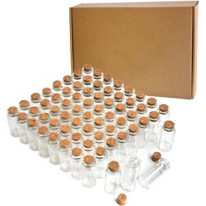 Mevronisshop-Lot De 105 Mini Bouteilles En Verre De 10 Ml Avec Bouchon - 22 X 50 Mm - Avec Bouchon - Petites Bouteilles En Verre Avec Bouchons - Pour Bricolage, Bijoux, Bonbonni&egrave;res, Mariage - Neuf