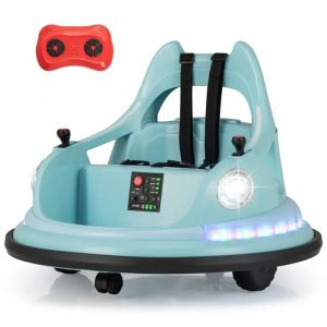 Ostway 12v Quad Tamponneuse Electrique Pour Enfants Avec Rotation &Agrave; 360&deg;, T&eacute;l&eacute;commande 2,4g, Lumineux & Musique Pour 18mois+ Bleu - Neuf