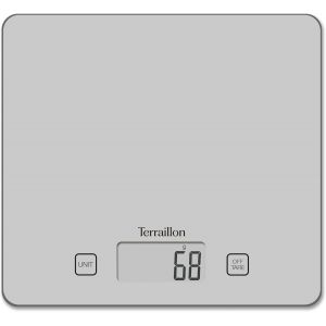 Terraillon - T1040 Silver, Balance De Cuisine &Eacute;lectronique, Plateau Verre, Tare, Conversions Liquides, Ultra-Fine, Port&eacute;e 5 Kg, Graduation 1g, Argent - Neuf
