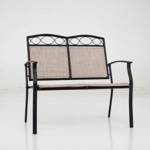 Banc Ext&eacute;rieur 2 Places 96 X 54 X 58 Cm Confort Ergonomique D&eacute;coratif En M&eacute;tal Marron Helloshop26 20_0018406 - Neuf