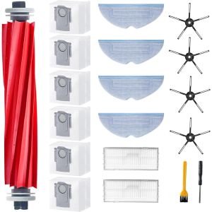 Kit D'Accessoires Pour Roborock Q5 Pro+/Q8 Max+/Q8 Max Plus/Q5 Pro Plus, 4 Serpillières, 4 Filtres, 4 Brosses Latérales Noires, 4 Sacs À Poussière, 2 Brosses Principales Et 1 Outil[SSE7111824] - Neuf