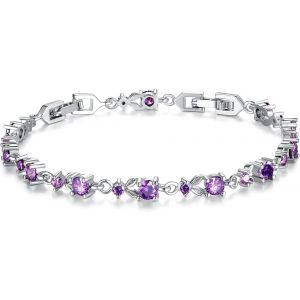 Kalsw-Bracelet De Tennis Mince De Luxe Pour Femme,Plaqué Or Blanc Et Plaqué Or Rose Avec 7 Styles De Zircons Scintillants Au Choix Pour Les Bracelets De Style Européen - Neuf