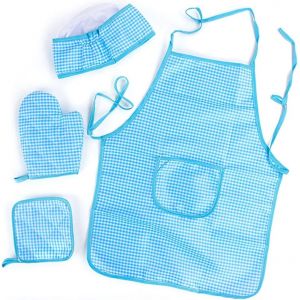 Ensemble Chef Pour Enfants,R&eacute;glable Tablier Cuisine Pour Tout Petit Avec Chapeau Chef,Gant De Cuisine Pour Enfants,Tapis R&eacute;sistant &Agrave; La Chaleur Gar&ccedil;ons Filles De 3 &Agrave; 8&iquest;Bleu&iquest; - Neuf