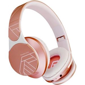 LORANKA-Edge Casque Bluetooth sans Fil, Casque sans Fil sur l'oreille, Hi-FI St&eacute;r&eacute;o, Micro SD/TF, &Eacute;couteurs avec Microphone Int&eacute;gr&eacute; et Pliables avec Etui pour iPhone/Samsung/TV/PC (Or Rose) - Neuf