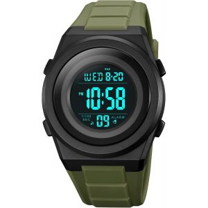 Eryi-Outdoor Militaires 50m Etanche Montre Homme Et Femme Sport Plastique Caisse Et Caoutchouc Ruban Led Chronographe Temps Double Montres Bracelet - Neuf