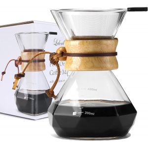 Verser Over Cafetière, Avec Filtre En Acier Inoxydable Réutilisable, Carafe À Café En Verre Borosilicaté, Cafetière Manuelle, Infuseur À Café, Peut Contenir 2 Tasses, 400 Ml - Neuf