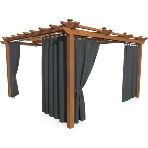 Mevronisshop-Rideau De Terrasse, Imperm&eacute;able, Pour Jardin, Balcon, Pergola & Pavillon, Passants Auto-Agrippante, Protection Contre Le Soleil, La Pluie & Le Vent, Gris Fonc&eacute;, 240 X 155 Cm, 4 Pi&egrave;ces - Neuf