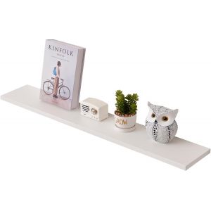 Étagère Murale Flottante En Chêne Massif Blanc De 90 Cm Pour Salon,Cuisine,Chambre À Coucher.[Y631] - Neuf