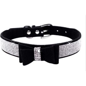 Kal-Collier Pour Chien Avec Strass, En Cuir Synthétique Doux, Taille S, Noir 1 - Neuf