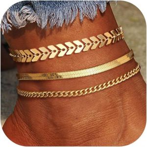 Kalanka-3 Pièces Bracelets De Cheville Pour Femmes, Or 14 Carats Bracelet De Cheville Étanche Bracelet De Cheville Pour Adolescentes Filles Bijoux Cadeau - Neuf
