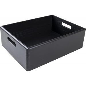 Caisse Bois Rangement Noir|40 x 30 x 13 cm (+/- 1cm)|Boîte de Rangement Bois avec Poignées|Boite Rangement Cuisine|Caisse de Rangement Bureau|Casier de Rangement - Neuf