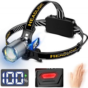 Lampe Frontale Led Rechargeable 30 000 Lumens - Lampe Frontale Super Lumineuse Avec 3 Modes D'éclairage Et Détecteur De Mouvement - Réglable À 90 ° - Lampe De Poche Pour Le Camping, La - Neuf