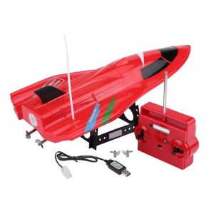 Bateau radiocommande haute vitesse, bateau de course aquatique RC avec double helice (rouge) - Neuf