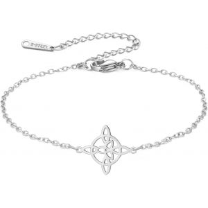 Kalsw-Bracelet Noeud De Sorcières En Acier Inoxydable Bracelet Noeud Celtique Triangle Symbole Wiccan Amulette Magique De Sorcellerie Pour Femmes Charmeuses - Neuf