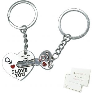 KAL-Porte Cle Coeur, Lot De 2 I Love You Porte Clef Couple Porte-Clés Personnalisés Romantiques Porte Clé Amour Porte Clé Saint Valentin Pour Lui Et Ses Amants - Neuf