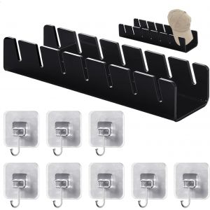 1 &Eacute;tag&egrave;re De Rangement Noire,8 Crochets,Porte-Casquettes,Support De Casquette De Baseball,Porte-Chapeaux En Acrylique,Porte-Chapeaux Avec 7 Compartiments - Neuf