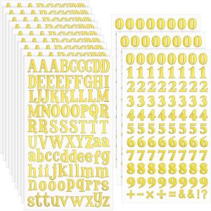 12 Feuilles Autocollants D¿Alphabet Lettre Auto-Adhésifs Petits Stickers D¿Alphabet Numéro En Vinyle Autocollants De Scrapbooking Chapeau De Graduation Pour Diy (Or) - Neuf