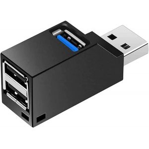 (Noir) Hub USB 3.0 3 ports (2 USB 2.0 + USB 3.0), adaptateur portable, station d'accueil USB, concentrateur de données, adaptateur USB pour PC et ordinateur portable - Neuf