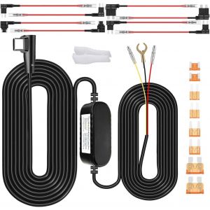 Kit de Câblage pour Caméra de Tableau de Bord Chargeur Type C pour Caméra de Tableau de Bord DC 12-24V à 5V/2.5A Protection Basse Tension Surveillance Stationnement 24h avec Fusible(Type C) - Neuf