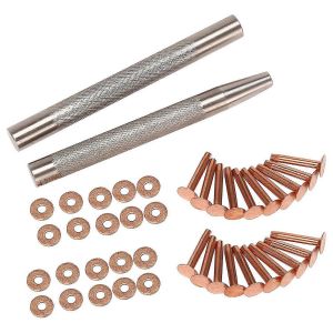 Paquet de 20 rivets et meules en cuivre (14 mm et 19 mm) avec outil de sertissage 2 pièces pour ceintures,sacs,colliers, - Neuf