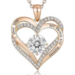 Colliers Pour Femmes Argent Sterling 925 Amour Coeur Pendentif Pierre De Naissance Rose/ - Neuf