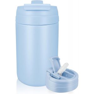Kalanka-Gourde Isotherme, Bouteille Isotherme 500ml Anti-Fuite, Tasse A Cafe Sans Bpa Avec Paille, Acier Inoxydable Bouteille D'eau Double Paroi Isolante Avec Poignée Pour Sport, Voyages, École - Ble - Neuf