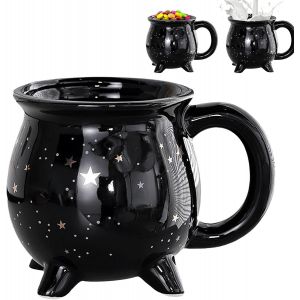 Tasse À Café Avec Étoiles,Chaudron De Sorcière 350 Ml,Tasse De Sorcière Noire,Tasse En Céramique,Tasse D'halloween,Tasse À Café À Quatre Pattes Personnalisée,Chaudron De Sorcière Tasses - Neuf