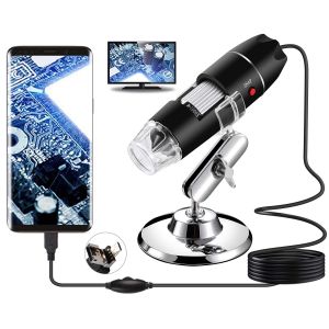 JEXNOVASHOP-Microscope numérique USB, Endoscope de grossissement 40X-1000X Portable , Microscope Digital 8 LED pour Windows 7/8/10 Mac Linux sous Android (avec OTG) - Neuf