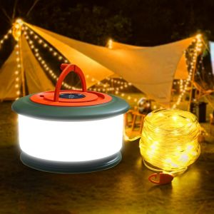 Jgd-Guirlande Lumineuse De Camping Rechargeable Avec 6 Modes D'&eacute;clairage, Led &Agrave; Suspendre - 10 M - &Eacute;tanche - Pour D&eacute;coration De Jardin, Voyage, Festival, Cadeau (Vert Orange) - Neuf