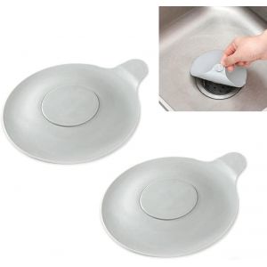JGD-Lot de 2 bouchons de vidange universels en gel de silice pour &eacute;vier de cuisine, baignoire, lavabo, gris - Neuf