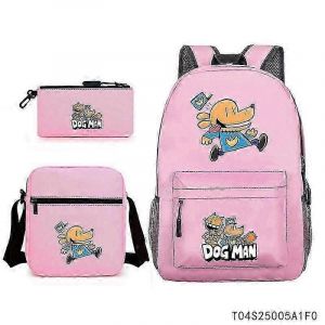 Sac a dos d'ecole isotherme pour enfants avec motif chien et homme Dav Pilkey en 3D, sac a dejeuner, trousse a crayons, cadeaux - Neuf