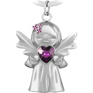 Kal-Cadeau Porte Clef Ange Gardien Avec Pierre Précieuse Et Fleurs De Lilas, Porte Clé Porte Bonheur, Cadeau À Moins De Pour Petite Amie, Collègue, Mère, S?ur, Etc. - Neuf