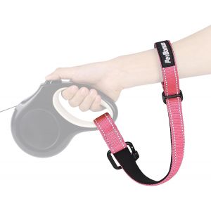 Sangle De Poignet Pour Chien, Sangle De S&eacute;curit&eacute; Pour Laisse R&eacute;tractable, R&eacute;fl&eacute;chissante Et Verrouillable Avec Poign&eacute;e Rembourr&eacute;e Douce R&eacute;glable Pour La Marche (Rose) - Neuf
