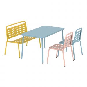 Ensemble De 4 Meubles Pour Enfants Bleu Jaune Rose Helloshop26 03_0009401 - Neuf