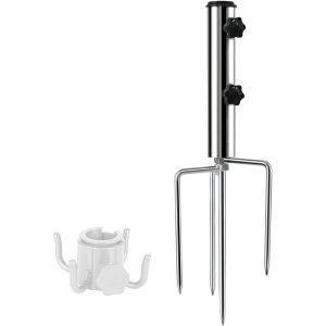 Ulteronixshop-Support De Parasol Avec 4 Piquets Amovible R&eacute;glable, Pied De Parasol En M&eacute;tal R&eacute;sistant, Fixation De Parasol D'ext&eacute;rieur, Pour Plage/Prairie/Sable - Neuf