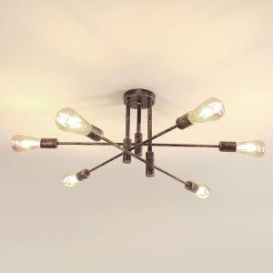 Subzonal-Plafonnier Industriel Bronze, 6 Lumi&egrave;res Sputnik Lustre Avec Bras R&eacute;glables &Agrave; 180&deg;, E27 Lampe De Plafond En Metal Pour Salon Chambre Cuisine Salle &Agrave; Manger Bar Caf&eacute; - Neuf
