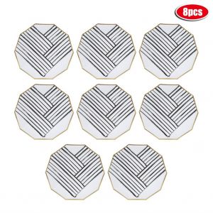 Hjlian Lot De 8 Assiettes En Papier Jetables De 18 Cm Pour Le The De L'apres-Midi, Le Gateau, La Fete De Mariage Et Le Barbecue - Neuf