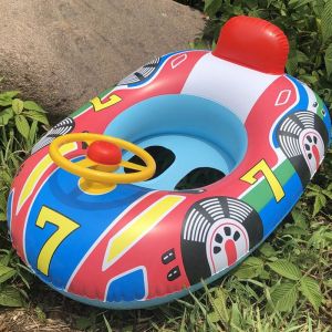 Anneau flottant de natation de bateau de voiture de volant de bébé,flotteur gonflable de piscine de bébé,jouets de baignoire,accessoires de piscine - Type blue - Neuf