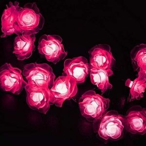 Kal-Guirlande Lumineuse Solaire, 20 Led Fleur Rose Étanche Eclairage D'ambiance Exterieur, Lumières Décorative Pour Patio Jardin Mariage Noël Fête (Rose) - Neuf