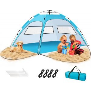 Checarzhn--No1-Tente De Plage Pour 2 À 4 Personnes, Tente De Plage Automatique Portable, Protection Uv50+ Avec Double Portes, Convient Pour Le Camping De Plage Familial, Le Barbecue De Jardin, La Ten - Neuf