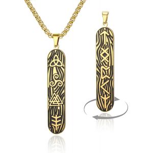 Kal-Collier Viking Pour Homme Et Femme En Acier Inoxydable Avec Pendentif Runes Nordiques Triquetra Triskel Valknut Vintage Amulette Cadeau - Neuf