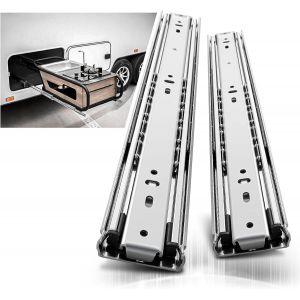 Paire de glissières de tiroir robustes, extension de 350 mm, capacité de charge jusqu'à 68 kg, sans serrure - Neuf